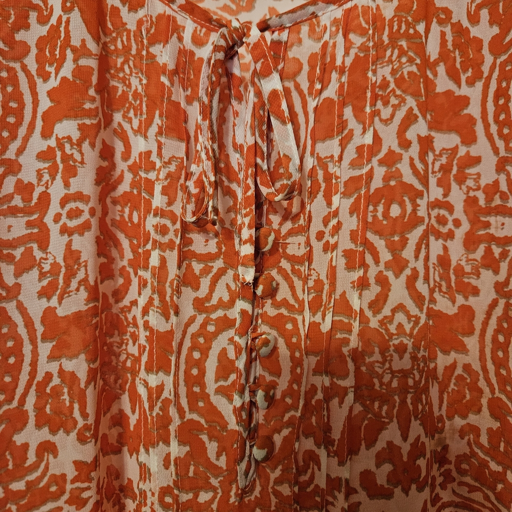 #488-Liz Claiborne Orange and White Blouse.sz. 2X - Picture 4 of 7